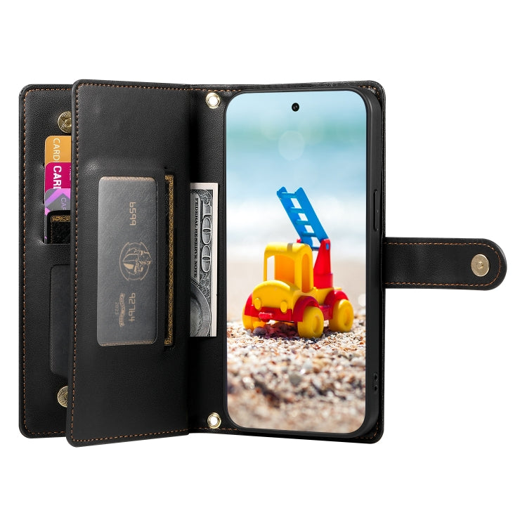 For Google Pixel 9 Pro XL Nine Card-slot Zipper Wallet Bag Leather Phone Case(Black) - Google Cases by PMC TechLife | Online Shopping South Africa | PMC TechLife | Buy Now Pay Later Mobicred