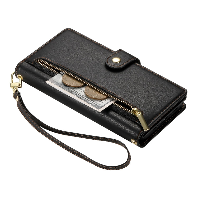 For Google Pixel 9 Pro XL Nine Card-slot Zipper Wallet Bag Leather Phone Case(Black) - Google Cases by PMC TechLife | Online Shopping South Africa | PMC TechLife | Buy Now Pay Later Mobicred