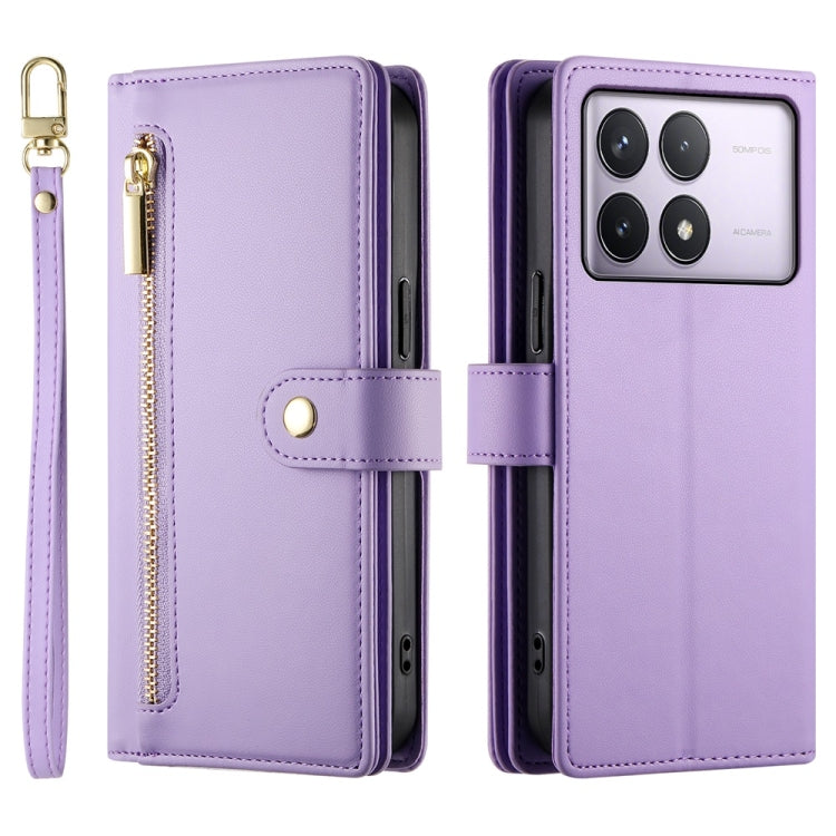 For Redmi K70 Nine Card-slot Zipper Wallet Bag Leather Phone Case(Purple) - free shipping - PMC Jewellery - Order now!