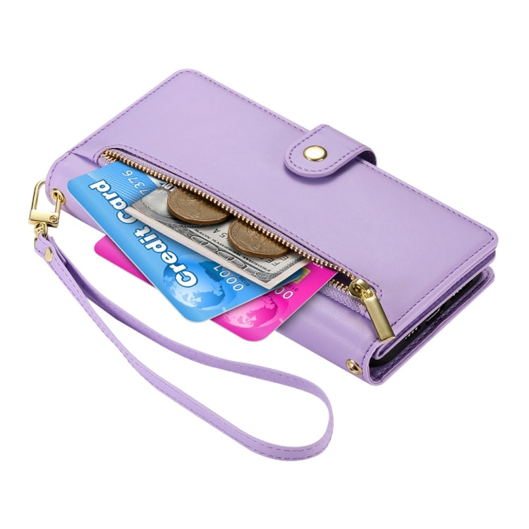 For Redmi K70 Nine Card-slot Zipper Wallet Bag Leather Phone Case(Purple) - free shipping - PMC Jewellery - Order now!