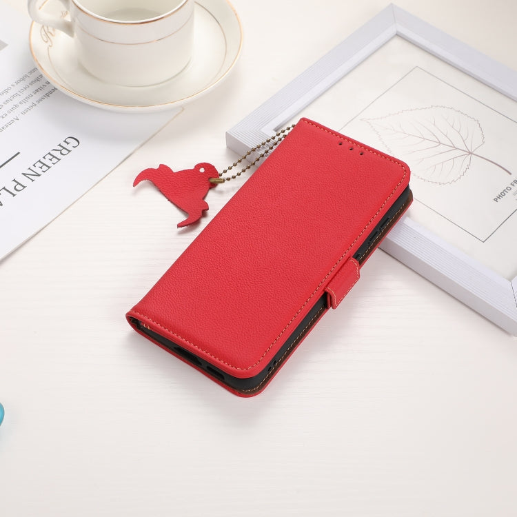 For Motorola Moto G35 Side-Magnetic TJ Genuine Leather RFID Phone Case(Red) - Motorola Cases by PMC TechLife | Online Shopping South Africa | PMC TechLife | Buy Now Pay Later Mobicred