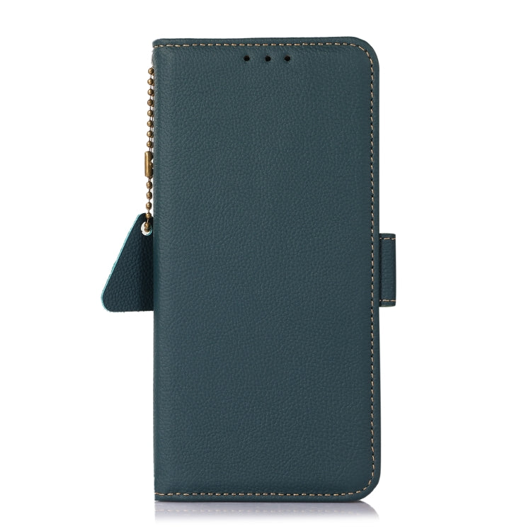 For Motorola Moto G35 Side-Magnetic TJ Genuine Leather RFID Phone Case(Green) - Motorola Cases by PMC TechLife | Online Shopping South Africa | PMC TechLife | Buy Now Pay Later Mobicred