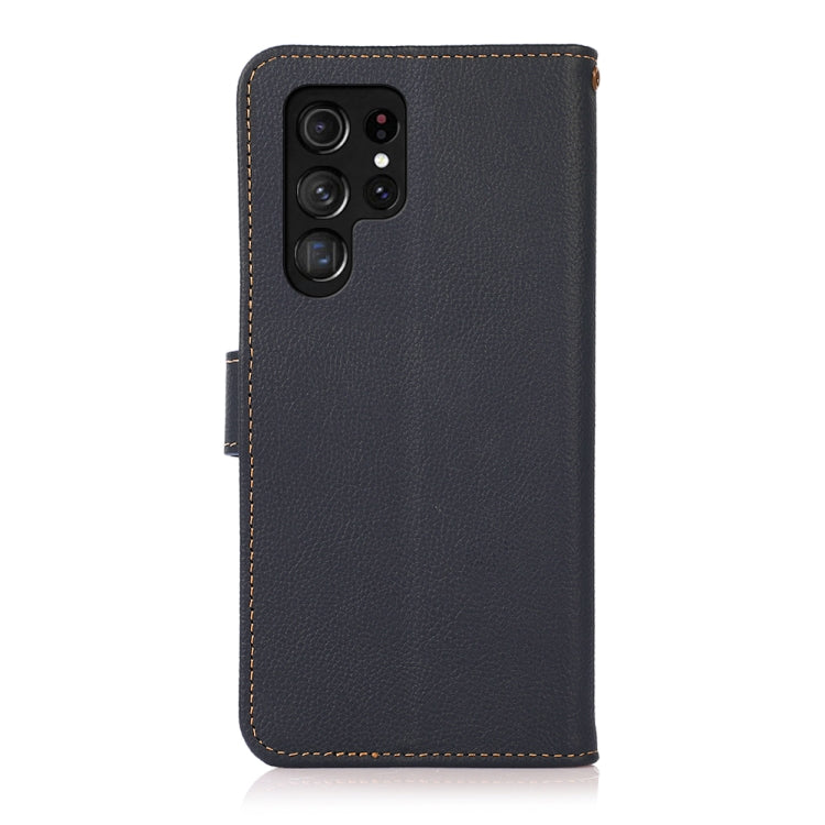 For Samsung Galaxy S25 Ultra 5G KHAZNEH Custer Genuine Leather RFID Phone Case(Blue) - Galaxy S25 Ultra 5G Cases by PMC Jewellery | Online Shopping South Africa | PMC Jewellery | Buy Now Pay Later Mobicred