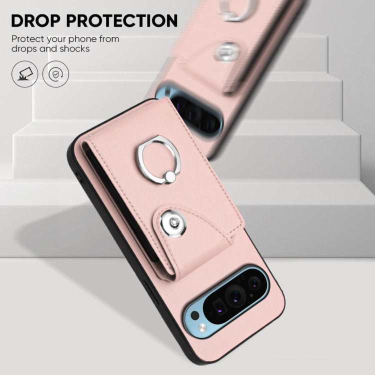 For Google Pixel 9 / 9 Pro Organ Card Bag Ring Holder Phone Case with Long Lanyard(Pink) - Google Cases by PMC TechLife | Online Shopping South Africa | PMC TechLife | Buy Now Pay Later Mobicred