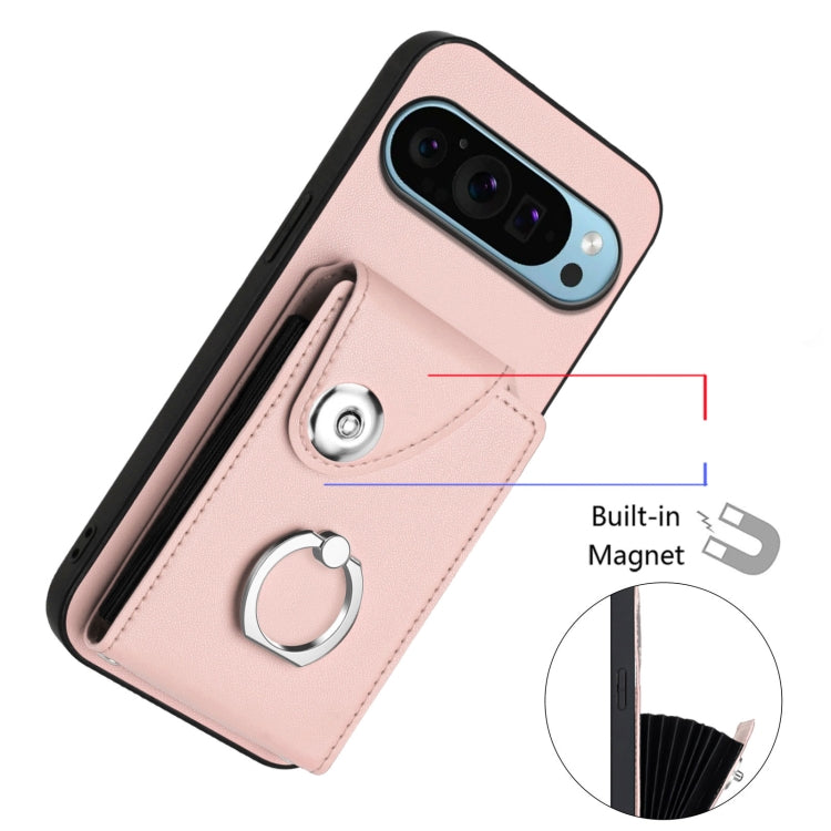 For Google Pixel 9 / 9 Pro Organ Card Bag Ring Holder Phone Case with Long Lanyard(Pink) - Google Cases by PMC TechLife | Online Shopping South Africa | PMC TechLife | Buy Now Pay Later Mobicred