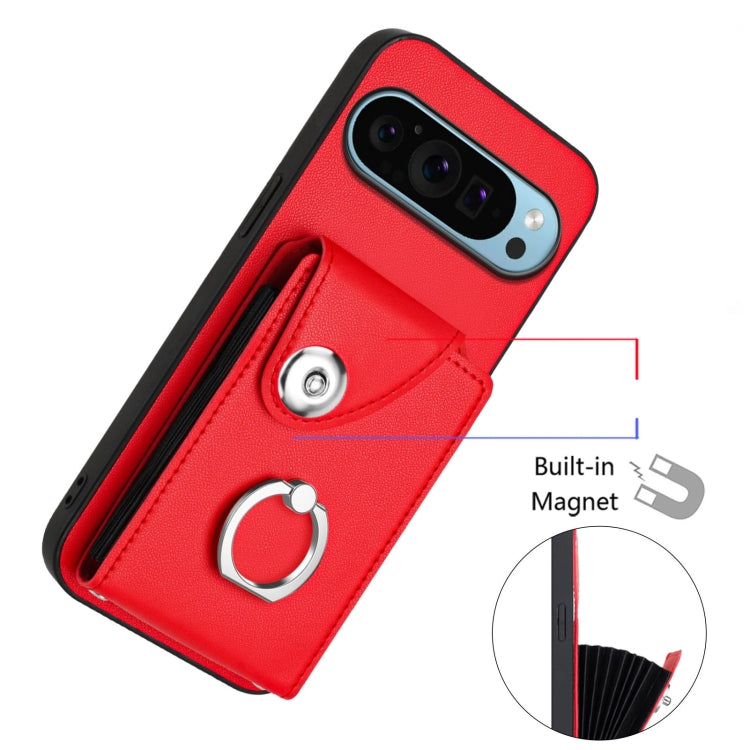 For Google Pixel 9 / 9 Pro Organ Card Bag Ring Holder Phone Case with Long Lanyard(Red) - Google Cases by PMC TechLife | Online Shopping South Africa | PMC TechLife | Buy Now Pay Later Mobicred