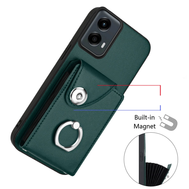 For Motorola Moto G 5G 2024 Organ Card Bag Ring Holder Phone Case with Long Lanyard(Green) - free shipping - PMC Jewellery - Order now!