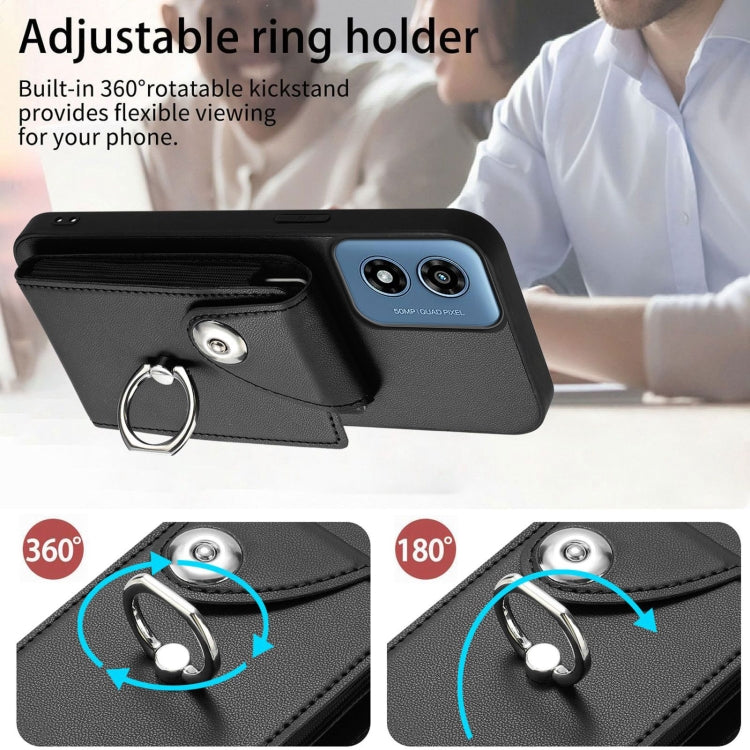 For Motorola Moto G Play 2024 5G Organ Card Bag Ring Holder Phone Case with Long Lanyard(Black) - free shipping - PMC Jewellery - Order now!