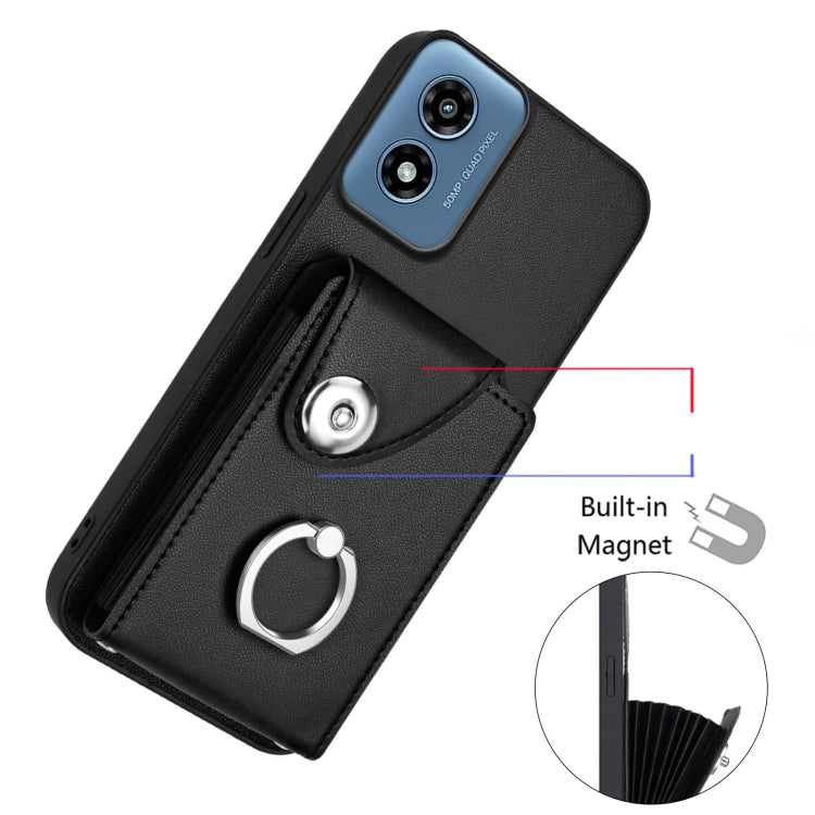 For Motorola Moto G Play 2024 5G Organ Card Bag Ring Holder Phone Case with Long Lanyard(Black) - free shipping - PMC Jewellery - Order now!