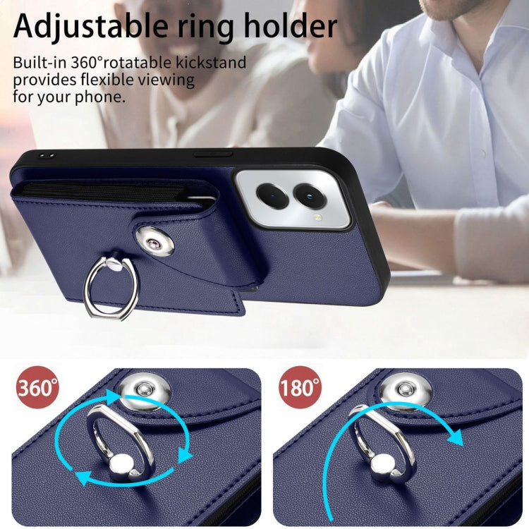 For Motorola Moto G Power 2024 5G Organ Card Bag Ring Holder Phone Case with Long Lanyard(Blue) - free shipping - PMC Jewellery - Order now!