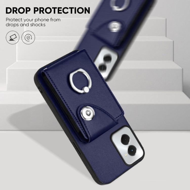 For Motorola Moto G Power 2024 5G Organ Card Bag Ring Holder Phone Case with Long Lanyard(Blue) - free shipping - PMC Jewellery - Order now!