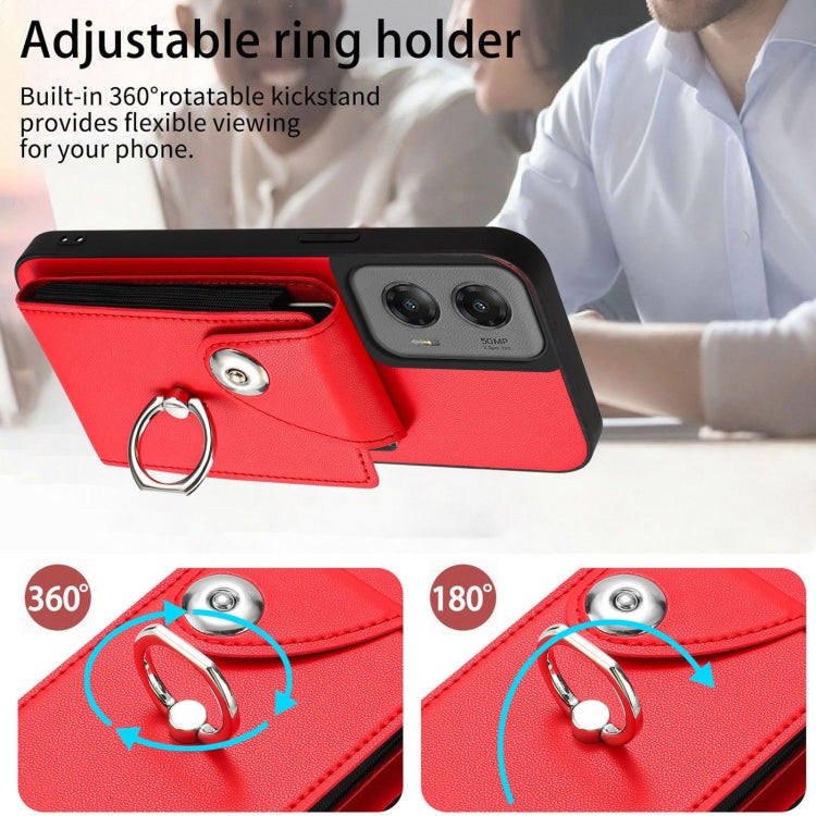 For Motorola Moto G Stylus 5G 2024 Organ Card Bag Ring Holder Phone Case with Long Lanyard(Red) - Motorola Cases by PMC Jewellery | Online Shopping South Africa | PMC Jewellery | Buy Now Pay Later Mobicred