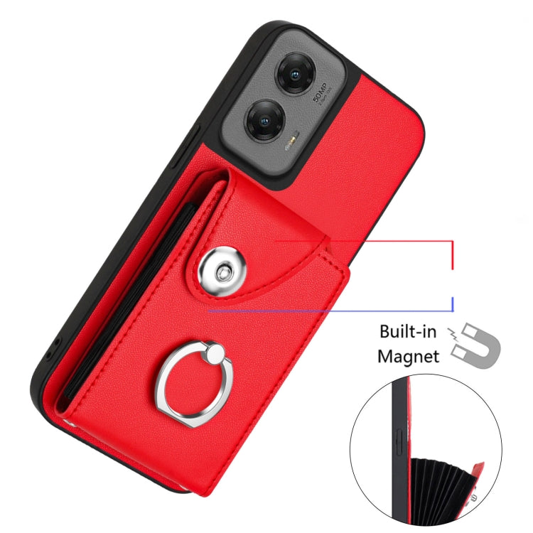 For Motorola Moto G Stylus 5G 2024 Organ Card Bag Ring Holder Phone Case with Long Lanyard(Red) - Motorola Cases by PMC Jewellery | Online Shopping South Africa | PMC Jewellery | Buy Now Pay Later Mobicred