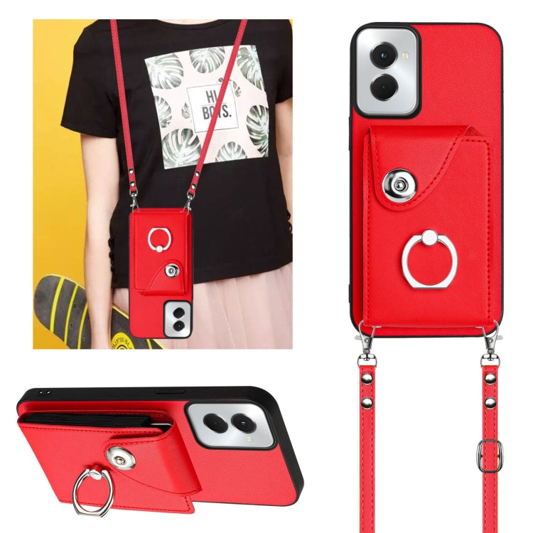 For Motorola Moto G Stylus 5G 2024 Organ Card Bag Ring Holder Phone Case with Long Lanyard(Red) - Motorola Cases by PMC Jewellery | Online Shopping South Africa | PMC Jewellery | Buy Now Pay Later Mobicred