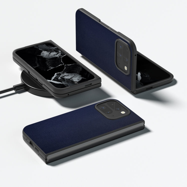 For Google Pixel 9 Pro Fold PU Leather Black Frame Full Coverage Phone Case(Dark Blue) - Google Cases by PMC TechLife | Online Shopping South Africa | PMC TechLife | Buy Now Pay Later Mobicred