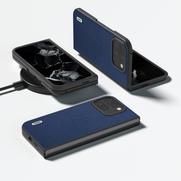 For Google Pixel 9 Pro Fold ABEEL Genuine Leather Luolai Series Phone Case(Dark Blue) - Google Cases by PMC TechLife | Online Shopping South Africa | PMC TechLife | Buy Now Pay Later Mobicred