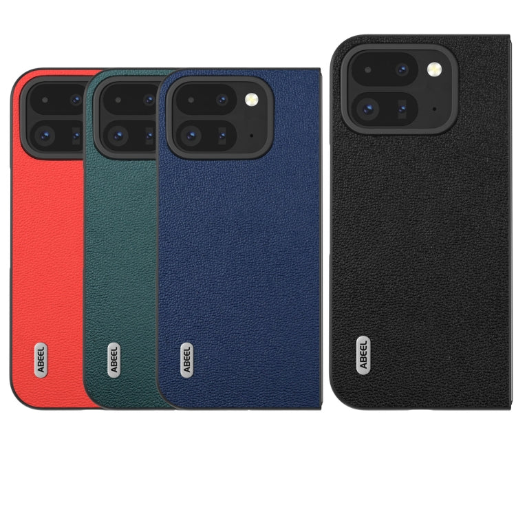 For Google Pixel 9 Pro Fold ABEEL Genuine Leather Luolai Series Phone Case(Dark Blue) - Google Cases by PMC TechLife | Online Shopping South Africa | PMC TechLife | Buy Now Pay Later Mobicred