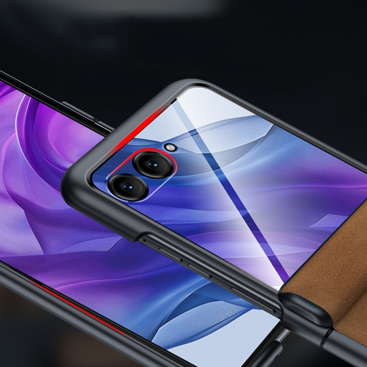 For Motorola Razr 50 Ultra Integrated Film Hinge Folding PU Phone Case(Purple) - Motorola Cases by PMC TechLife | Online Shopping South Africa | PMC TechLife | Buy Now Pay Later Mobicred