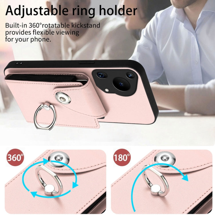 For Huawei Pura 70 Ultra Organ Card Bag Ring Holder Phone Case with Long Lanyard(Pink) - Huawei Cases by PMC Jewellery | Online Shopping South Africa | PMC Jewellery | Buy Now Pay Later Mobicred