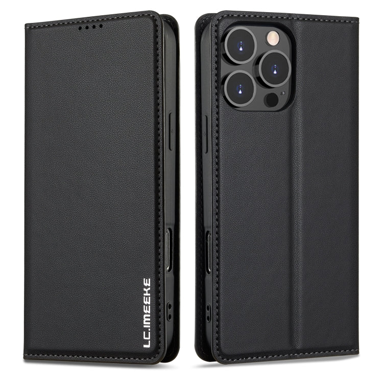 For iPhone 16 Pro LC.IMEEKE L1 Series Frosted Fine Texture PU Phone Case(Black) - iPhone 16 Pro Cases by LC.IMEEKE | Online Shopping South Africa | PMC TechLife | Buy Now Pay Later Mobicred