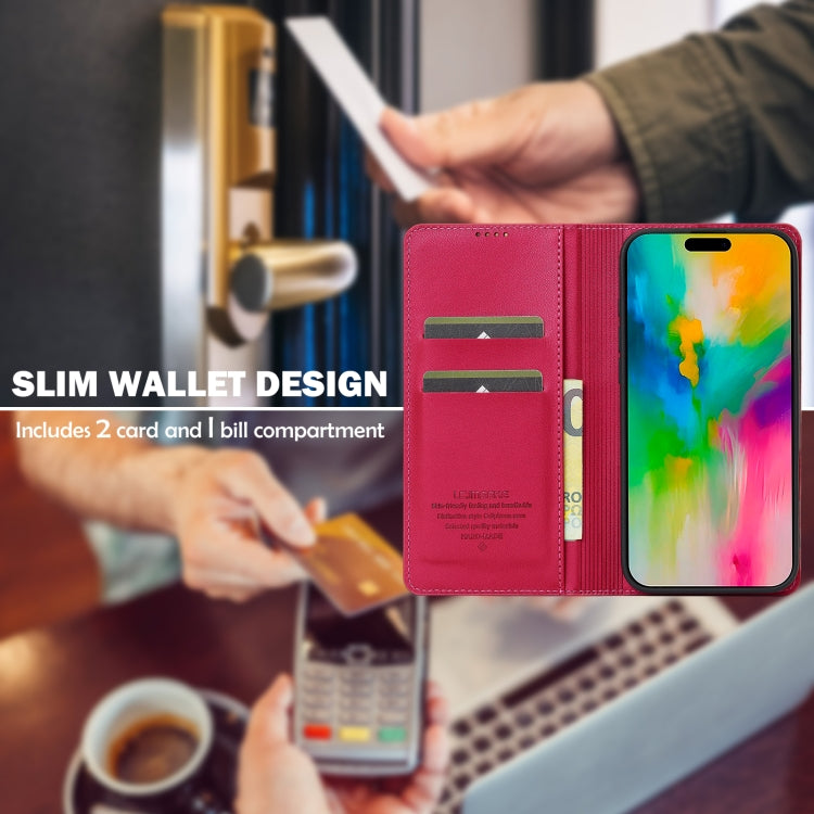 For iPhone 16 Pro LC.IMEEKE L1 Series Frosted Fine Texture PU Phone Case(Red) - iPhone 16 Pro Cases by LC.IMEEKE | Online Shopping South Africa | PMC Jewellery | Buy Now Pay Later Mobicred