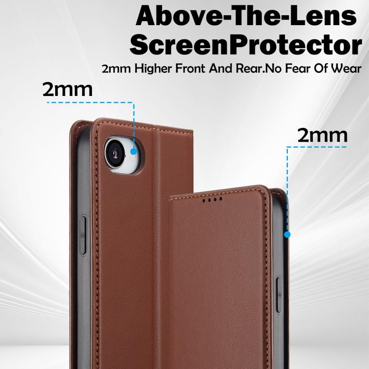 For iPhone 16e LC.IMEEKE L1 Series Frosted Fine Texture PU Phone Case(Brown) - iPhone 16e Cases by LC.IMEEKE | Online Shopping South Africa | PMC TechLife | Buy Now Pay Later Mobicred