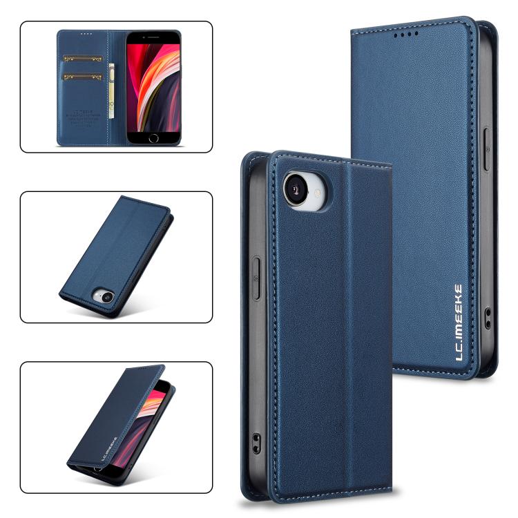 For iPhone 16e LC.IMEEKE L1 Series Frosted Fine Texture PU Phone Case(Blue) - iPhone 16e Cases by LC.IMEEKE | Online Shopping South Africa | PMC TechLife | Buy Now Pay Later Mobicred