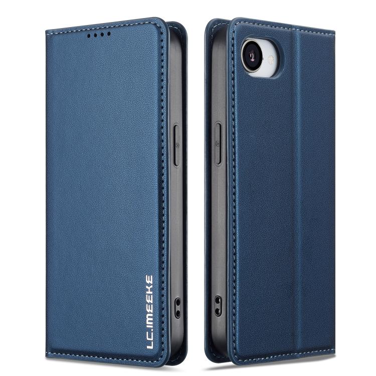For iPhone 16e LC.IMEEKE L1 Series Frosted Fine Texture PU Phone Case(Blue) - iPhone 16e Cases by LC.IMEEKE | Online Shopping South Africa | PMC TechLife | Buy Now Pay Later Mobicred