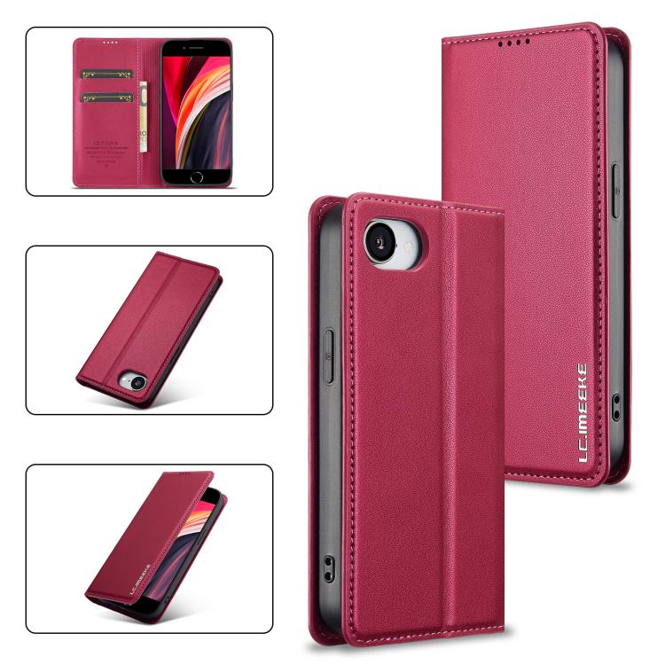 For iPhone 16e LC.IMEEKE L1 Series Frosted Fine Texture PU Phone Case(Red) - iPhone 16e Cases by LC.IMEEKE | Online Shopping South Africa | PMC TechLife | Buy Now Pay Later Mobicred