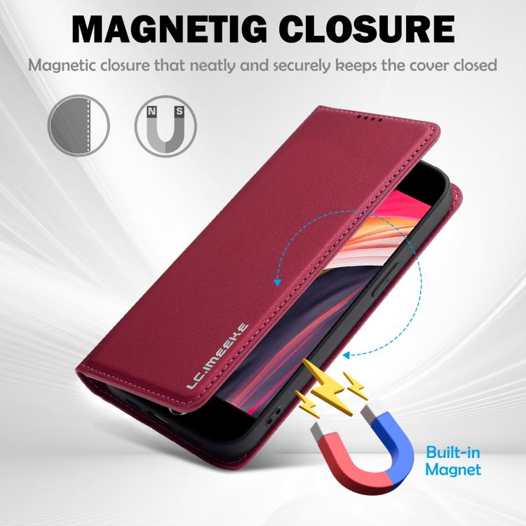 For iPhone 16e LC.IMEEKE L1 Series Frosted Fine Texture PU Phone Case(Red) - iPhone 16e Cases by LC.IMEEKE | Online Shopping South Africa | PMC TechLife | Buy Now Pay Later Mobicred