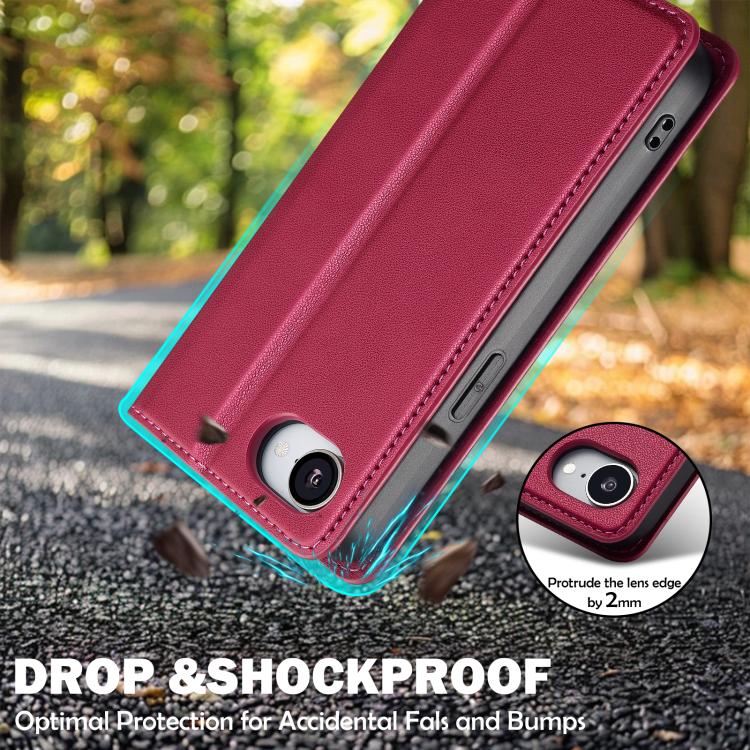 For iPhone 16e LC.IMEEKE L1 Series Frosted Fine Texture PU Phone Case(Red) - iPhone 16e Cases by LC.IMEEKE | Online Shopping South Africa | PMC TechLife | Buy Now Pay Later Mobicred