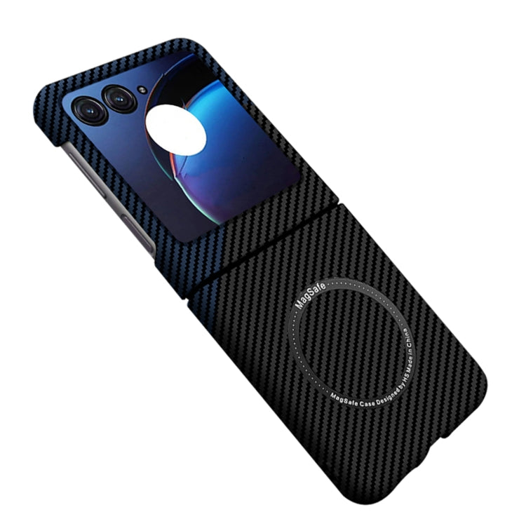 For Motorola Razr 50 Ultra Carbon Fiber Texture MagSafe Magnetic Phone Case(Black Blue) - Motorola Cases by PMC TechLife | Online Shopping South Africa | PMC TechLife | Buy Now Pay Later Mobicred
