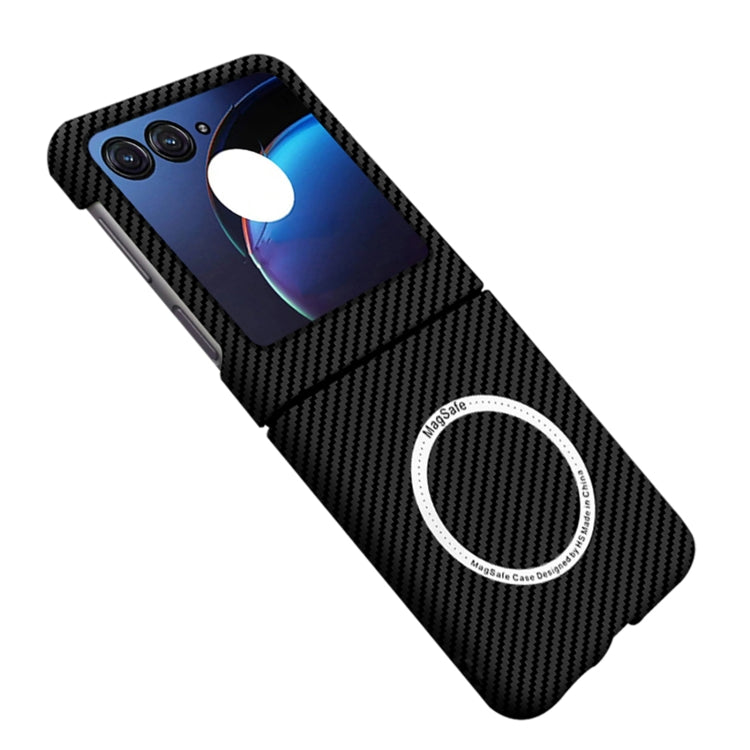 For Motorola Razr 50 Carbon Fiber Texture MagSafe Magnetic Phone Case(Black) - Motorola Cases by PMC TechLife | Online Shopping South Africa | PMC TechLife | Buy Now Pay Later Mobicred