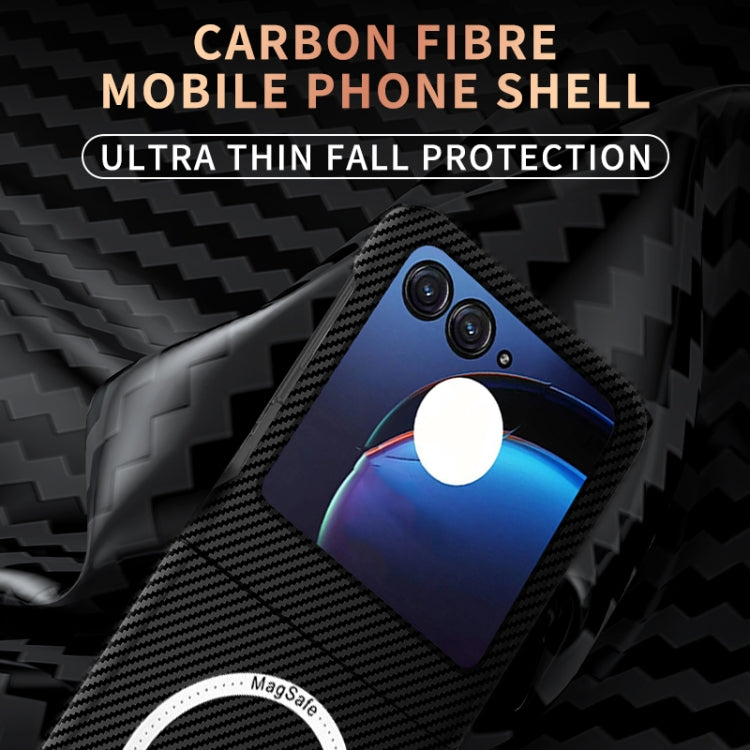 For Motorola Razr 50 Carbon Fiber Texture MagSafe Magnetic Phone Case(Black) - Motorola Cases by PMC TechLife | Online Shopping South Africa | PMC TechLife | Buy Now Pay Later Mobicred