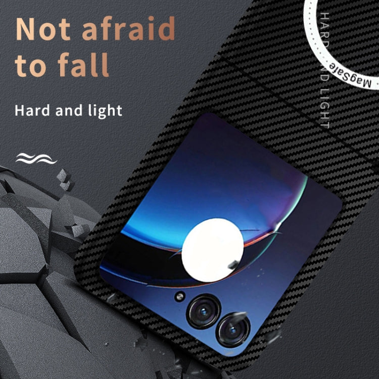 For Motorola Razr 50 Carbon Fiber Texture MagSafe Magnetic Phone Case(Black) - Motorola Cases by PMC TechLife | Online Shopping South Africa | PMC TechLife | Buy Now Pay Later Mobicred