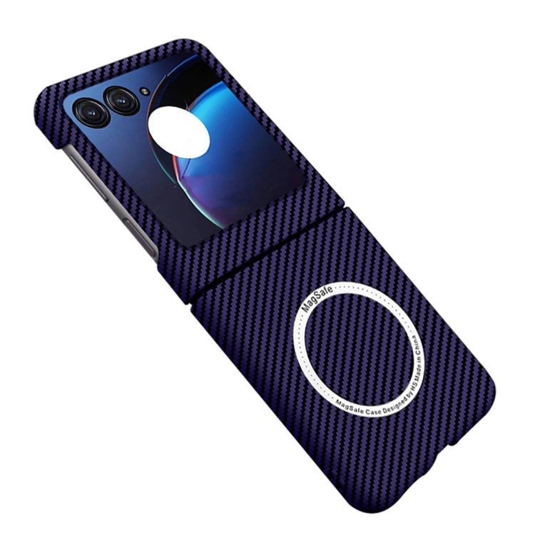 For Motorola Razr 50 Carbon Fiber Texture MagSafe Magnetic Phone Case(Purple) - Motorola Cases by PMC TechLife | Online Shopping South Africa | PMC TechLife | Buy Now Pay Later Mobicred
