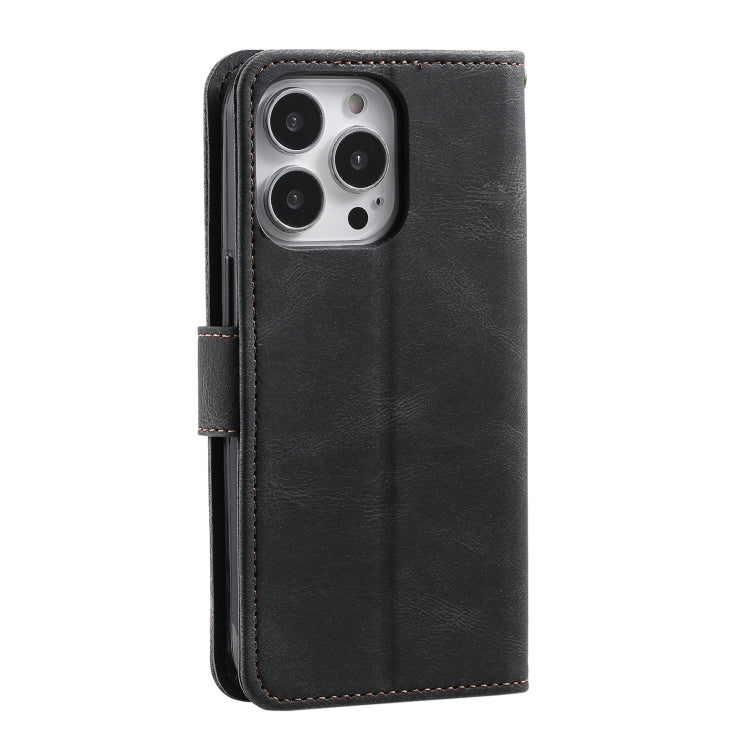 For iPhone 16 Pro Nail Skin Feel Stitching Calf Texture Leather Phone Case(Black) - iPhone 16 Pro Cases by PMC TechLife | Online Shopping South Africa | PMC TechLife | Buy Now Pay Later Mobicred