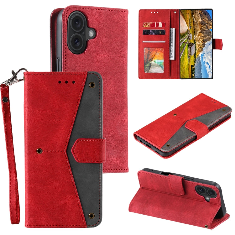 For iPhone 16 Nail Skin Feel Stitching Calf Texture Leather Phone Case(Red) - iPhone 16 Cases by PMC TechLife | Online Shopping South Africa | PMC TechLife | Buy Now Pay Later Mobicred