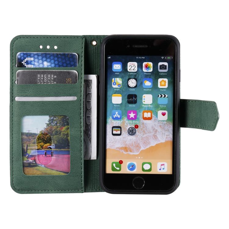 For iPhone 16e Nail Skin Feel Stitching Calf Texture Leather Phone Case(Green) - iPhone 16e Cases by PMC TechLife | Online Shopping South Africa | PMC TechLife | Buy Now Pay Later Mobicred