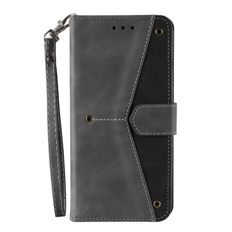 For iPhone 16e Nail Skin Feel Stitching Calf Texture Leather Phone Case(Grey) - iPhone 16e Cases by PMC TechLife | Online Shopping South Africa | PMC TechLife | Buy Now Pay Later Mobicred