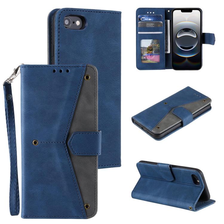 For iPhone 16e Nail Skin Feel Stitching Calf Texture Leather Phone Case(Blue) - iPhone 16e Cases by PMC TechLife | Online Shopping South Africa | PMC TechLife | Buy Now Pay Later Mobicred