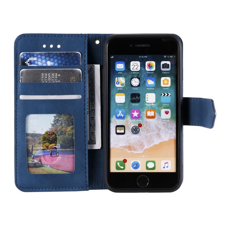 For iPhone 16e Nail Skin Feel Stitching Calf Texture Leather Phone Case(Blue) - iPhone 16e Cases by PMC TechLife | Online Shopping South Africa | PMC TechLife | Buy Now Pay Later Mobicred