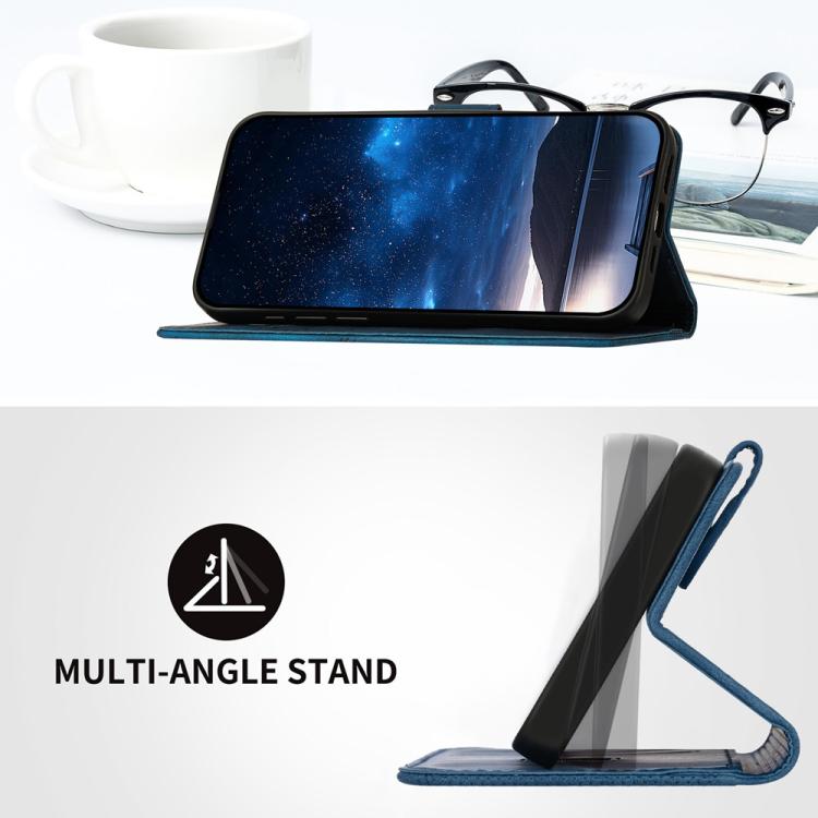 For iPhone 17 YX0080 Grid Butterfly Embossed Pattern Flip Leather Phone Case with Lanyard(Dark Blue) - free shipping - PMc TechLife - Order now!