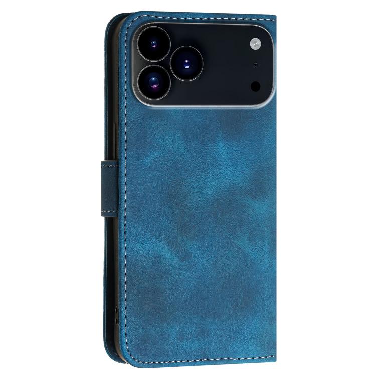 For iPhone 17 Pro Max YX0080 Grid Butterfly Embossed Pattern Flip Leather Phone Case with Lanyard(Dark Blue) - free shipping - PMc TechLife - Order now!