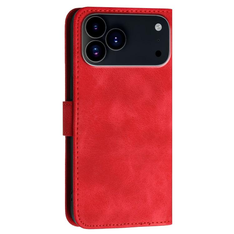 For iPhone 17 Pro Max YX0080 Grid Butterfly Embossed Pattern Flip Leather Phone Case with Lanyard(Red) - free shipping - PMc TechLife - Order now!