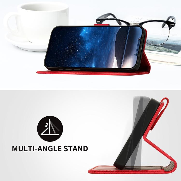 For iPhone 17 Pro YX0080 Grid Butterfly Embossed Pattern Flip Leather Phone Case with Lanyard(Red) - free shipping - PMc TechLife - Order now!