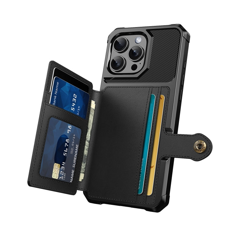 For iPhone 16 Pro Max Magnetic Wallet Card Bag Leather Phone Case(Black) - iPhone 16 Pro Max Cases by PMC TechLife | Online Shopping South Africa | PMC TechLife | Buy Now Pay Later Mobicred