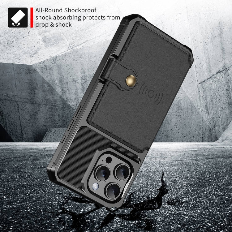 For iPhone 16 Pro Max Magnetic Wallet Card Bag Leather Phone Case(Black) - iPhone 16 Pro Max Cases by PMC TechLife | Online Shopping South Africa | PMC TechLife | Buy Now Pay Later Mobicred