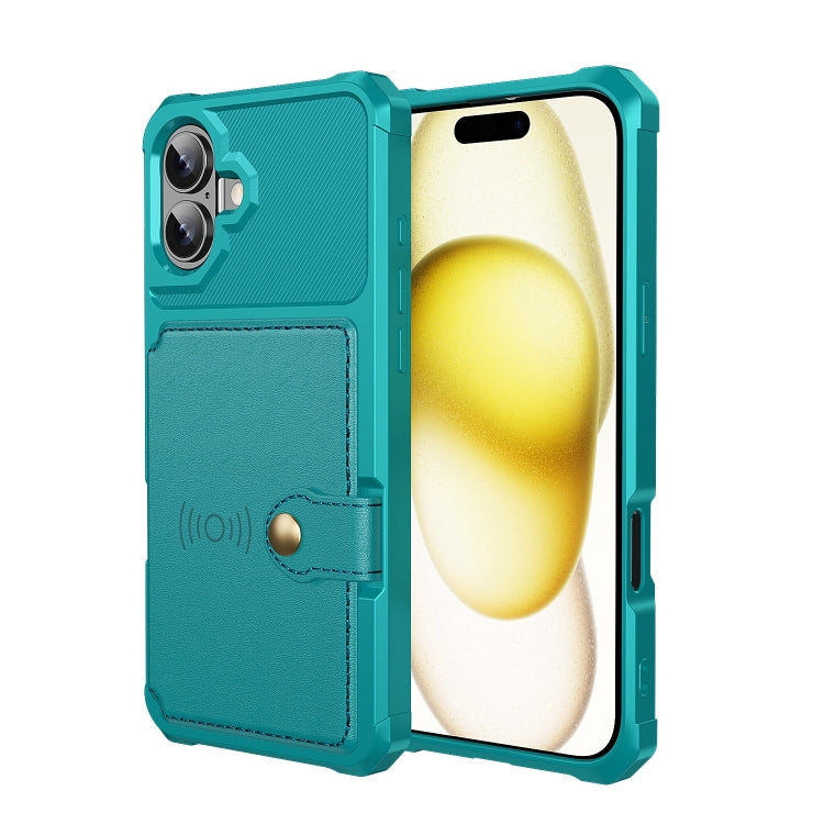 For iPhone 16 Plus Magnetic Wallet Card Bag Leather Phone Case(Cyan) - iPhone 16 Plus Cases by PMC TechLife | Online Shopping South Africa | PMC TechLife | Buy Now Pay Later Mobicred