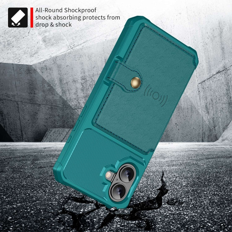 For iPhone 16 Plus Magnetic Wallet Card Bag Leather Phone Case(Cyan) - iPhone 16 Plus Cases by PMC TechLife | Online Shopping South Africa | PMC TechLife | Buy Now Pay Later Mobicred